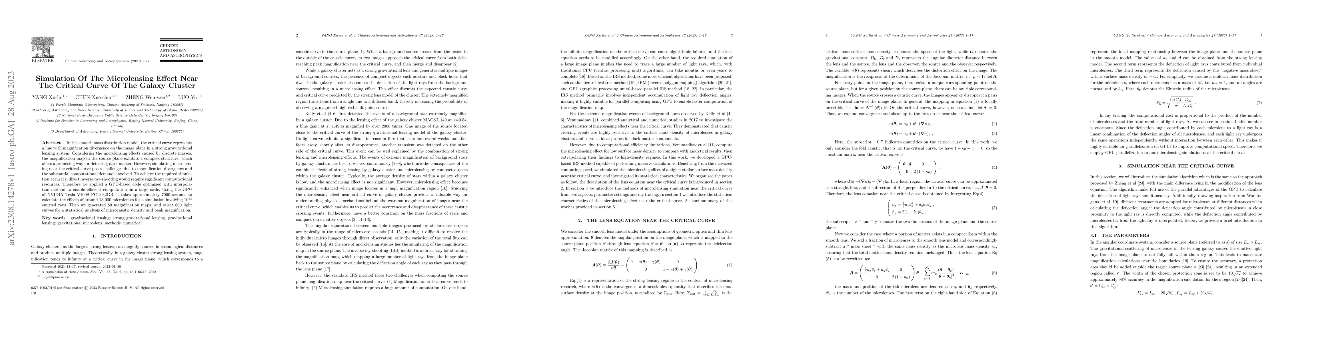 Thumbnail for Simulation Of The Microlensing Effect Near The Critical Curve Of The
  Galaxy Cluster