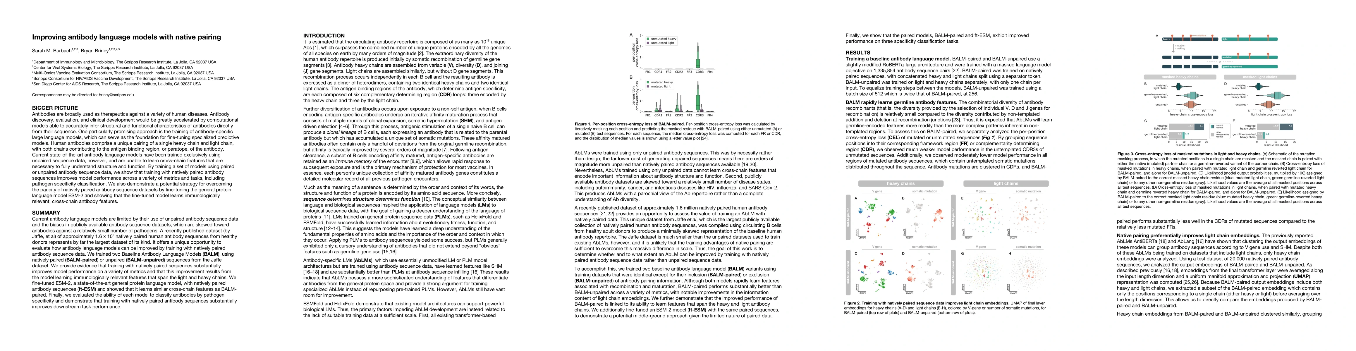 Thumbnail for Improving antibody language models with native pairing