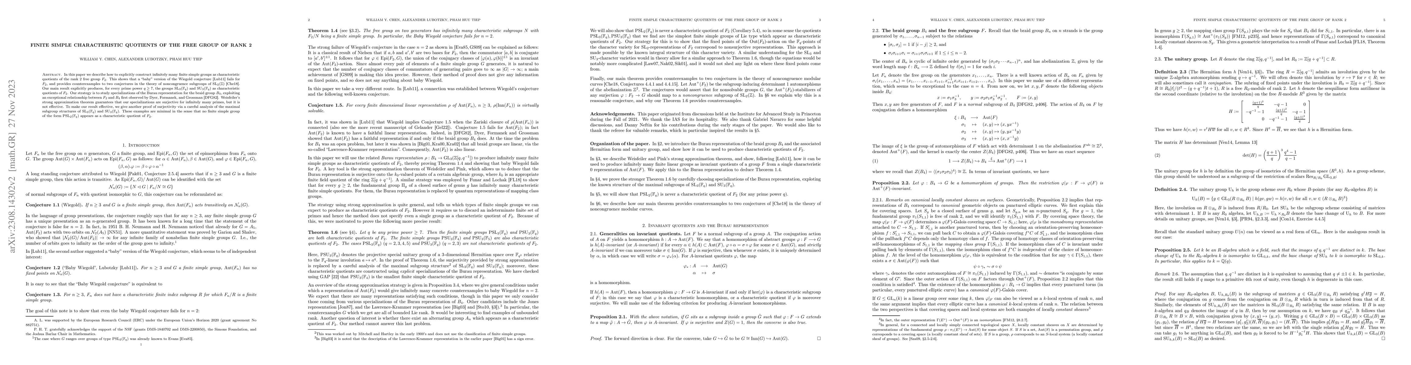 Thumbnail for Finite simple characteristic quotients of the free group of rank 2