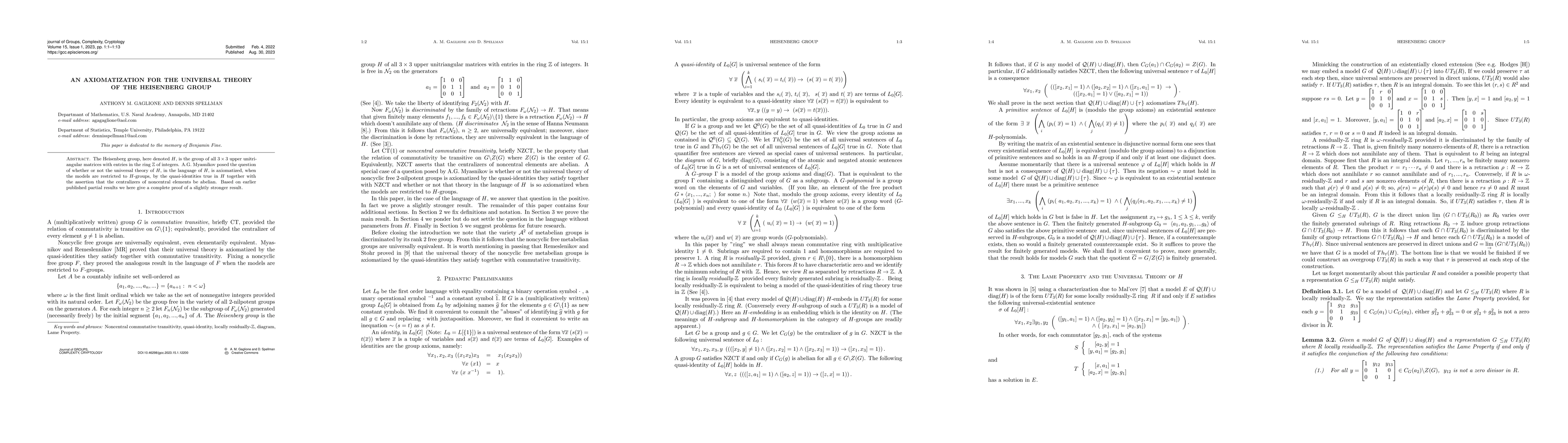 Thumbnail for An axiomatization for the universal theory of the Heisenberg group