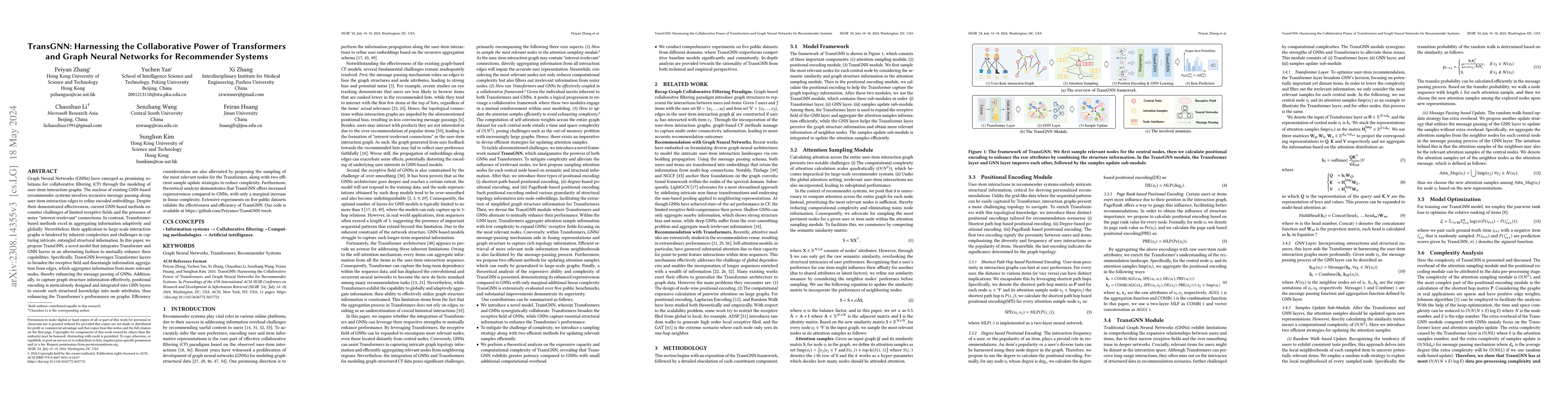 Thumbnail for TransGNN: Harnessing the Collaborative Power of Transformers and Graph
  Neural Networks for Recommender Systems