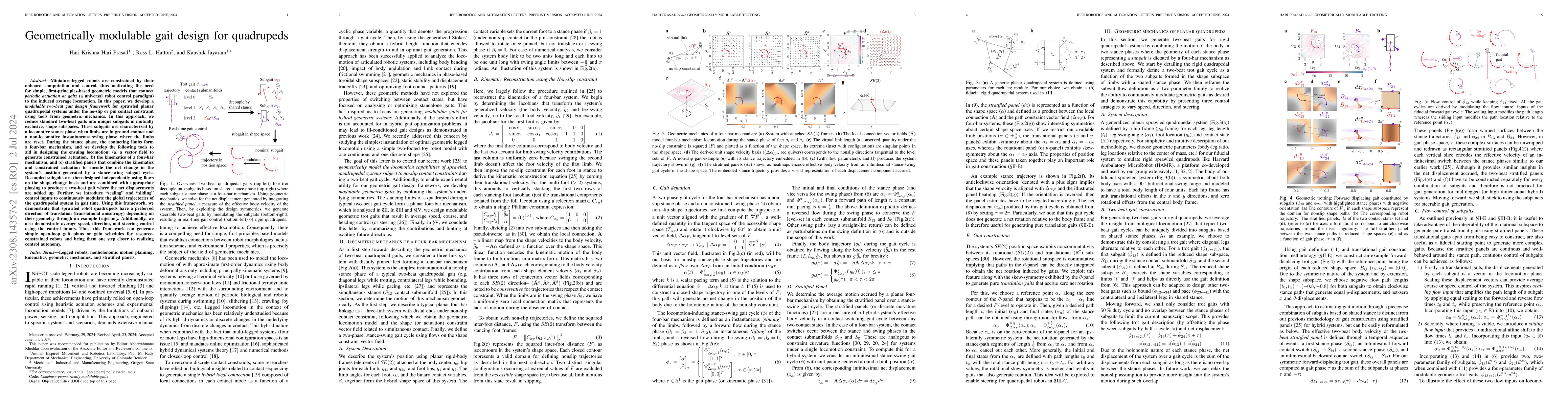 Thumbnail for Geometrically Modulable Gait Design for Quadrupeds