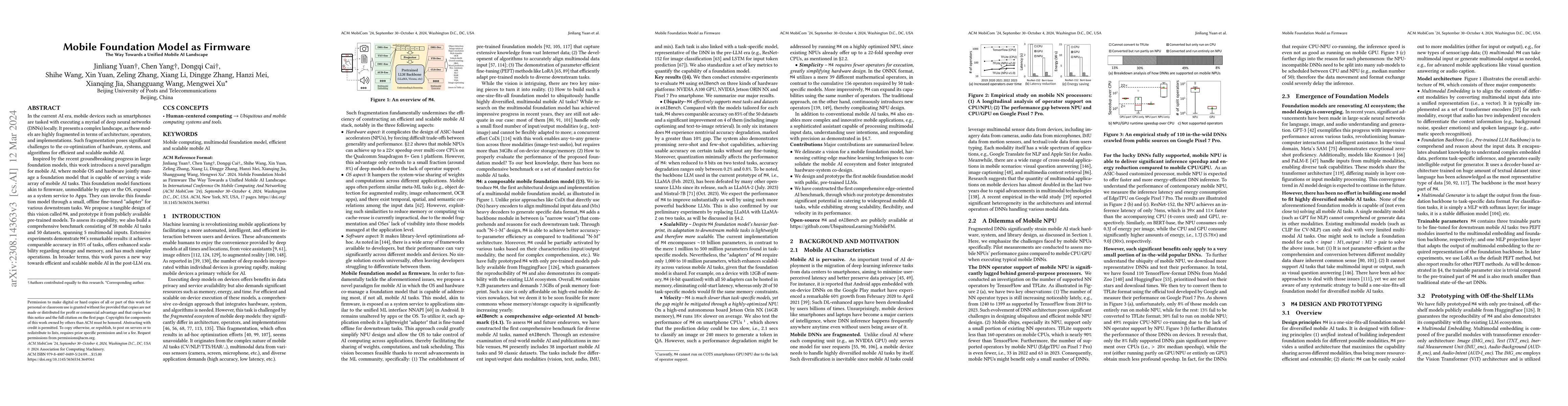 Thumbnail for Mobile Foundation Model as Firmware