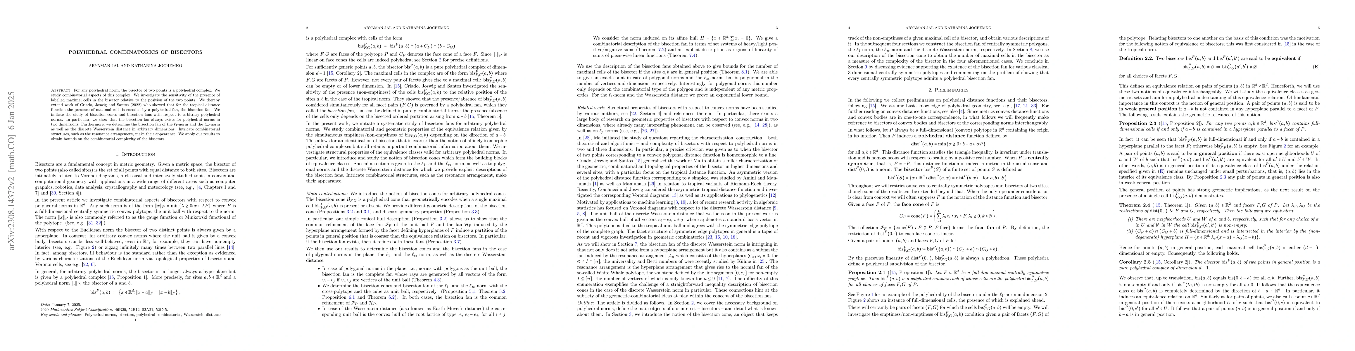 Thumbnail for Polyhedral combinatorics of bisectors