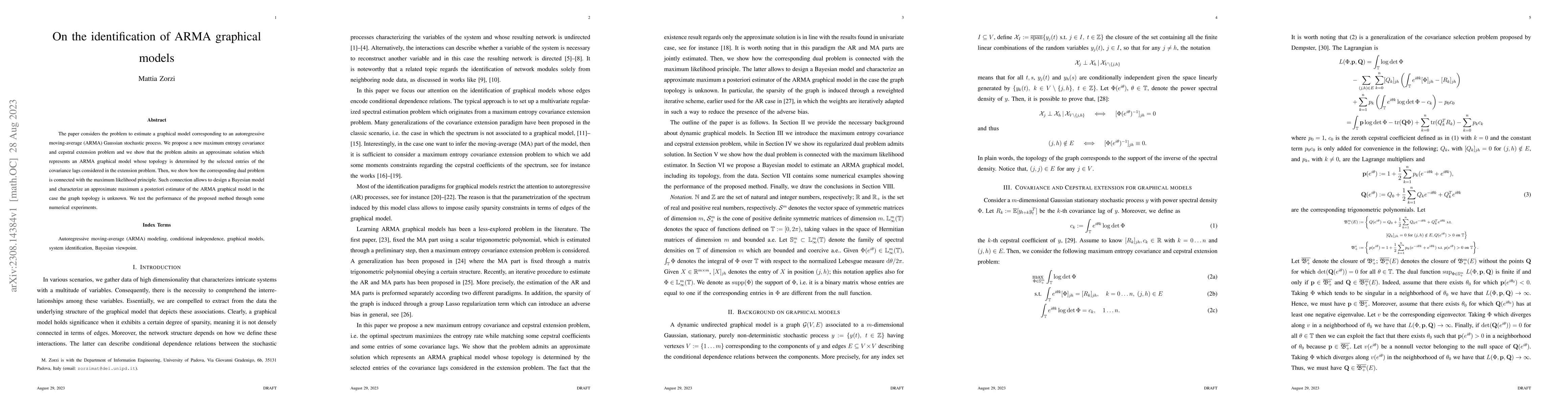 Thumbnail for On the identification of ARMA graphical models