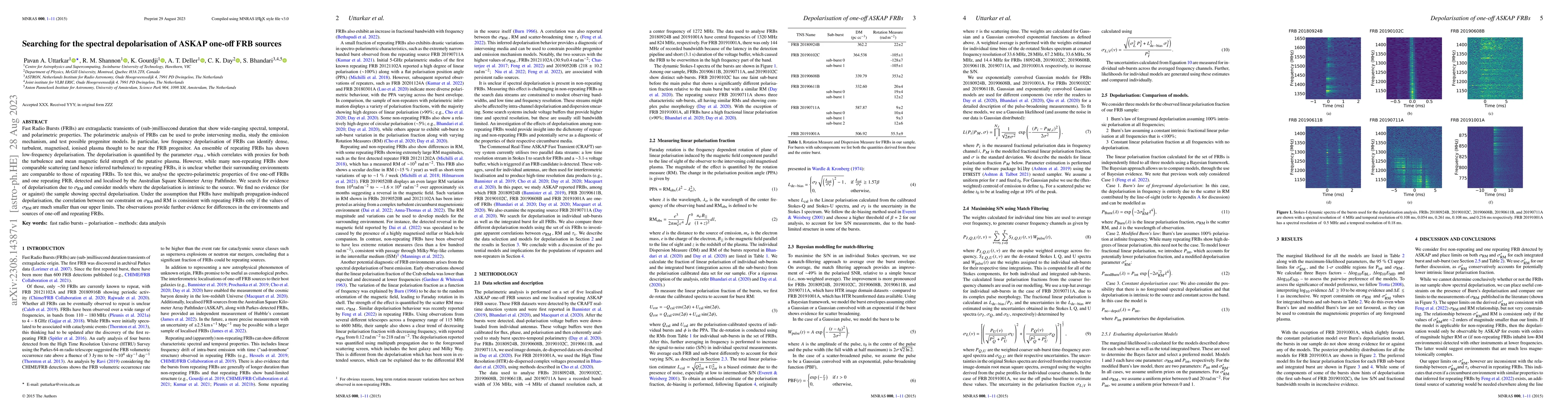 Thumbnail for Searching for the spectral depolarisation of ASKAP one-off FRB sources