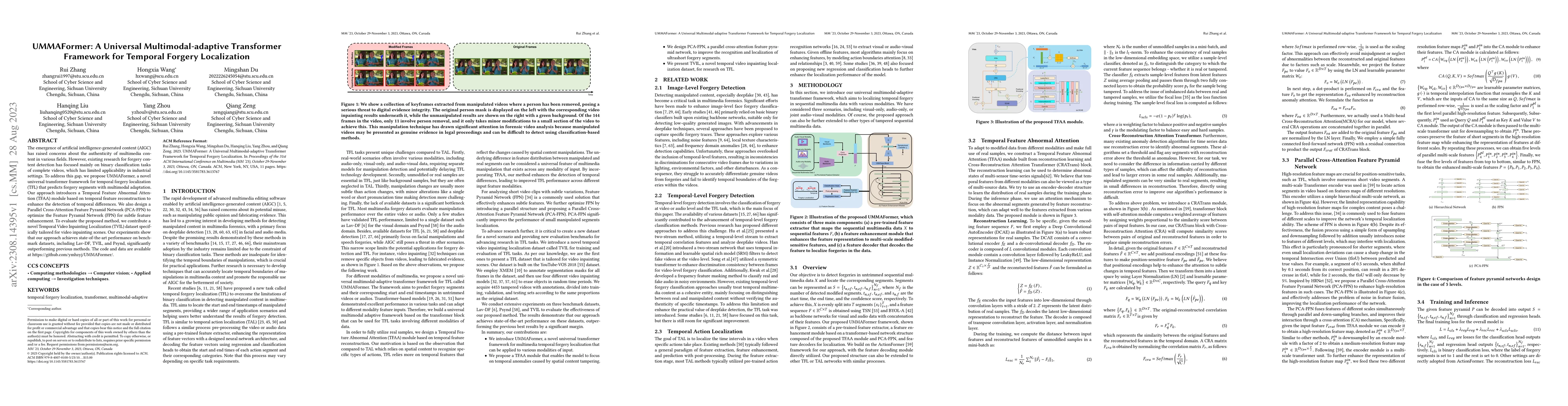 Thumbnail for UMMAFormer: A Universal Multimodal-adaptive Transformer Framework for
  Temporal Forgery Localization