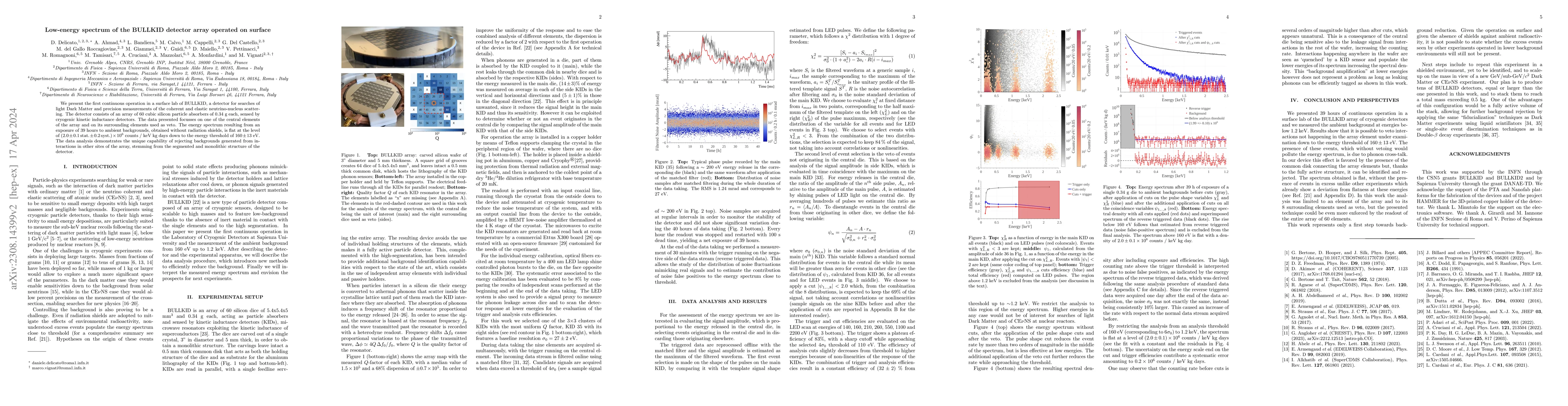 Thumbnail for Low-energy spectrum of the BULLKID detector array operated on surface