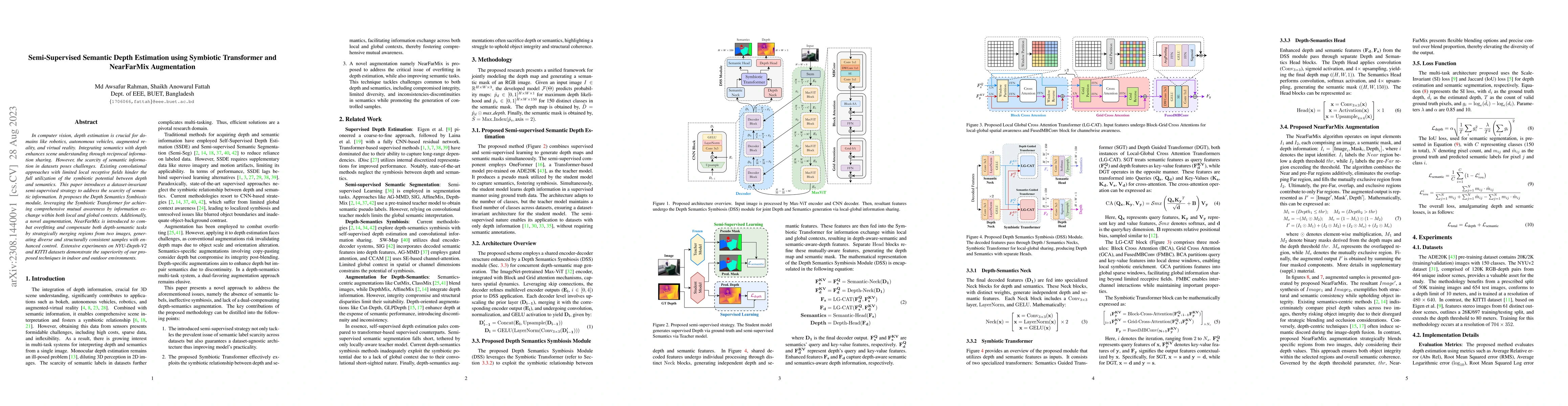 Thumbnail for Semi-Supervised Semantic Depth Estimation using Symbiotic Transformer
  and NearFarMix Augmentation