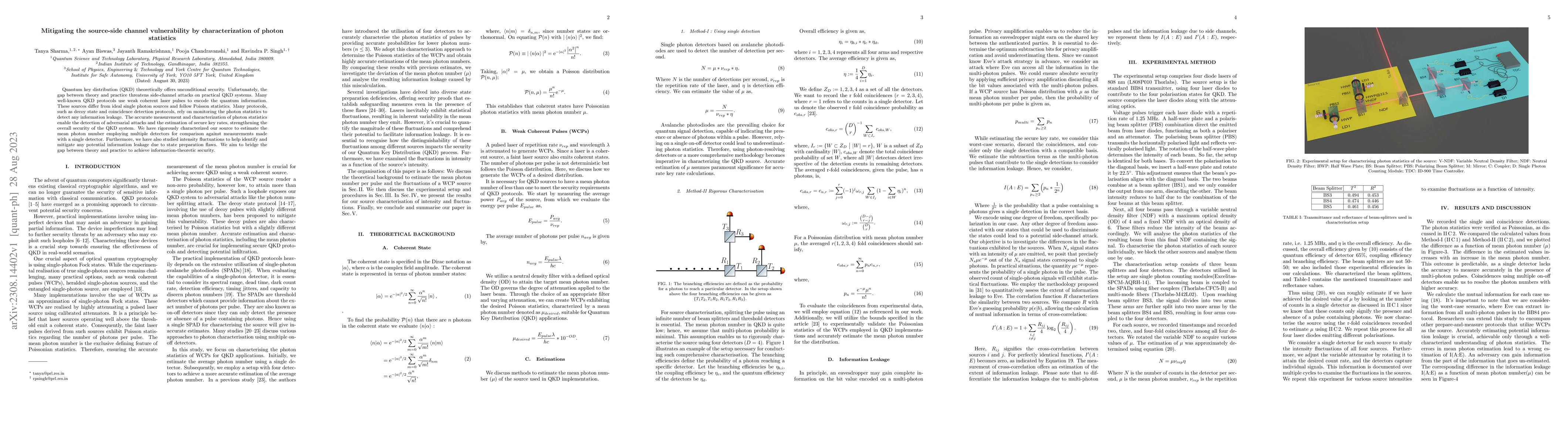 Thumbnail for Mitigating the source-side channel vulnerability by characterization of
  photon statistics