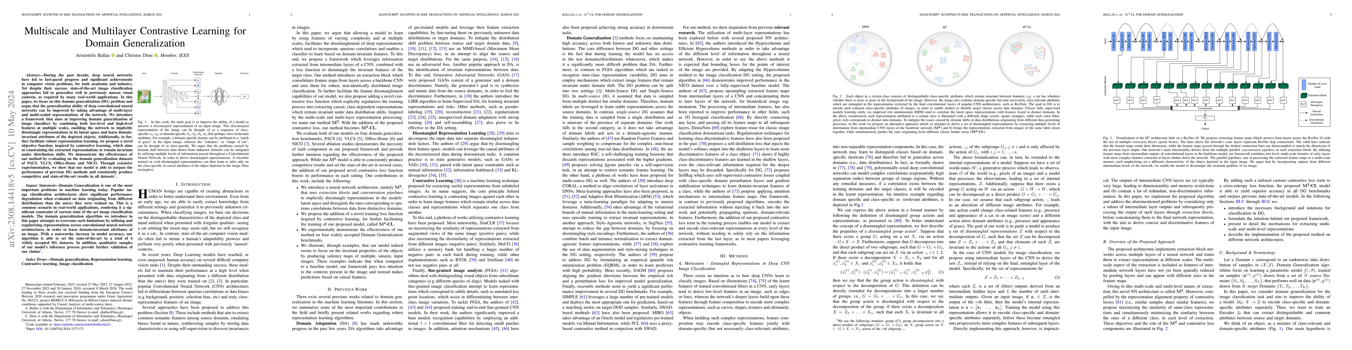 Thumbnail for Multi-Scale and Multi-Layer Contrastive Learning for Domain
  Generalization