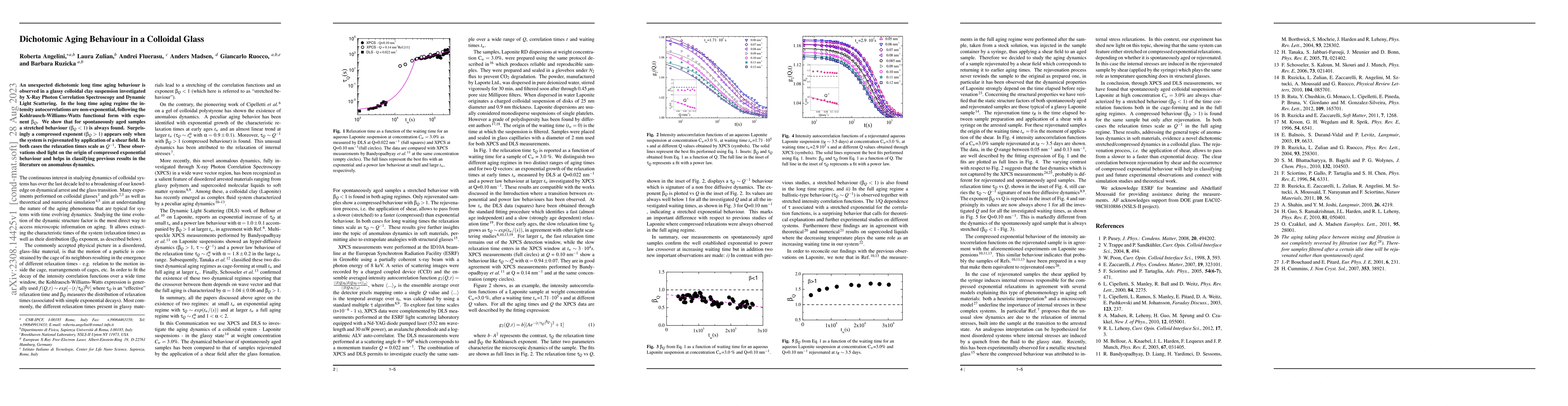 Thumbnail for Dichotomic Aging Behaviour in a Colloidal Glass