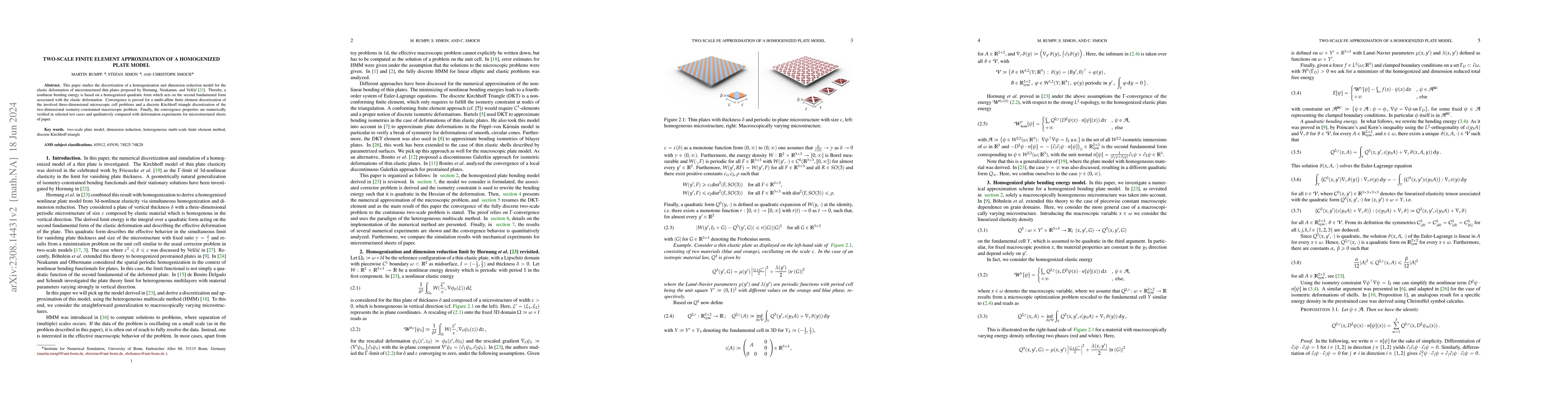 Thumbnail for Two-Scale Finite Element Approximation of a Homogenized Plate Model