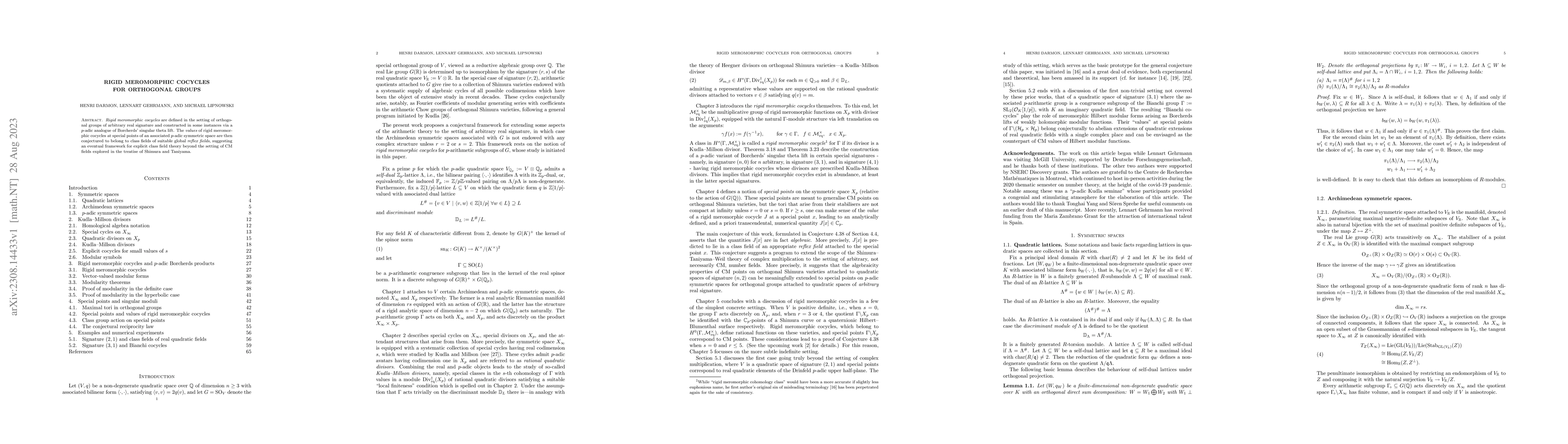 Thumbnail for Rigid meromorphic cocycles for orthogonal groups