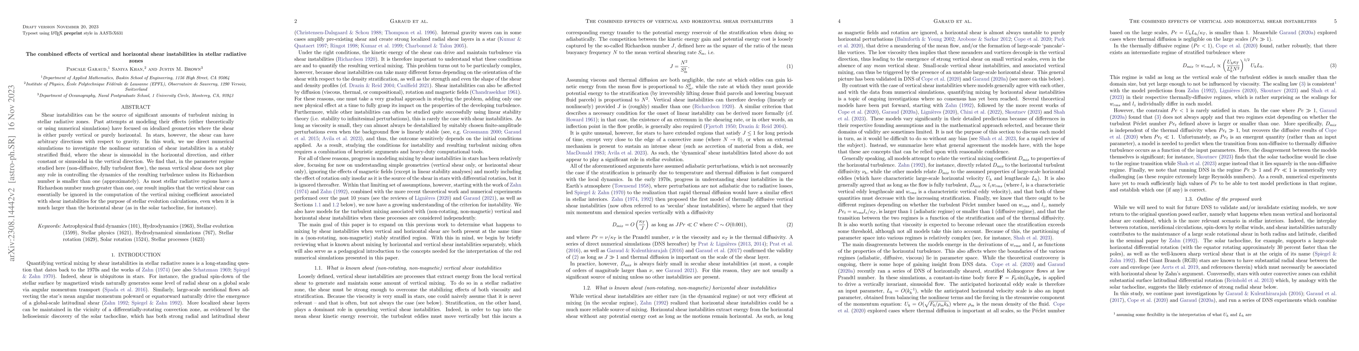 Thumbnail for The combined effects of vertical and horizontal shear instabilities