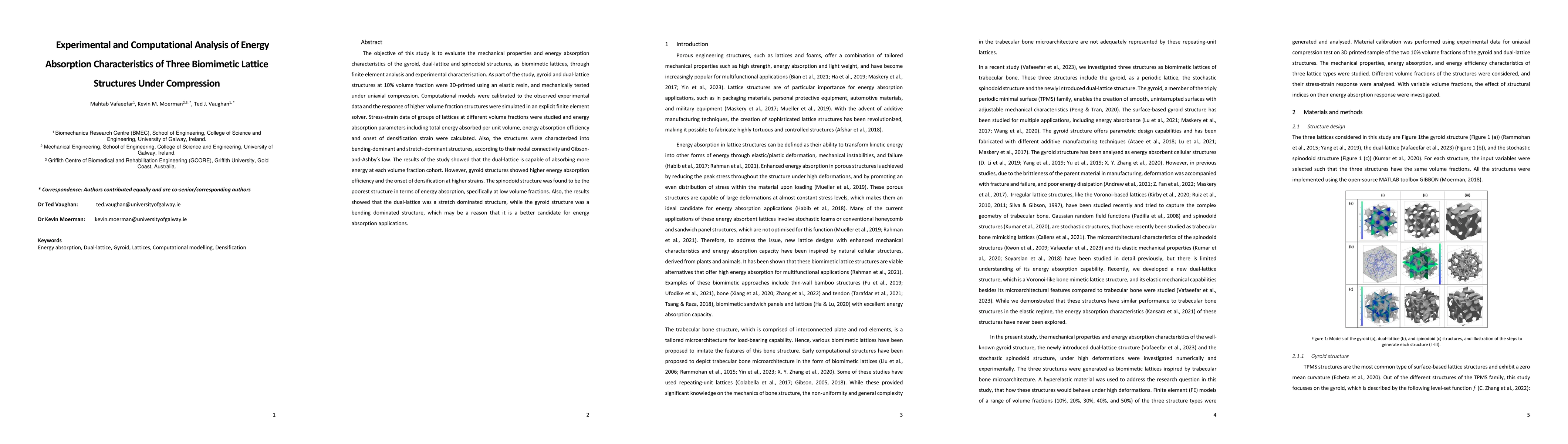 Thumbnail for Experimental and Computational Analysis of Energy Absorption
  Characteristics of Three Biomimetic Lattice Structures Under Compression