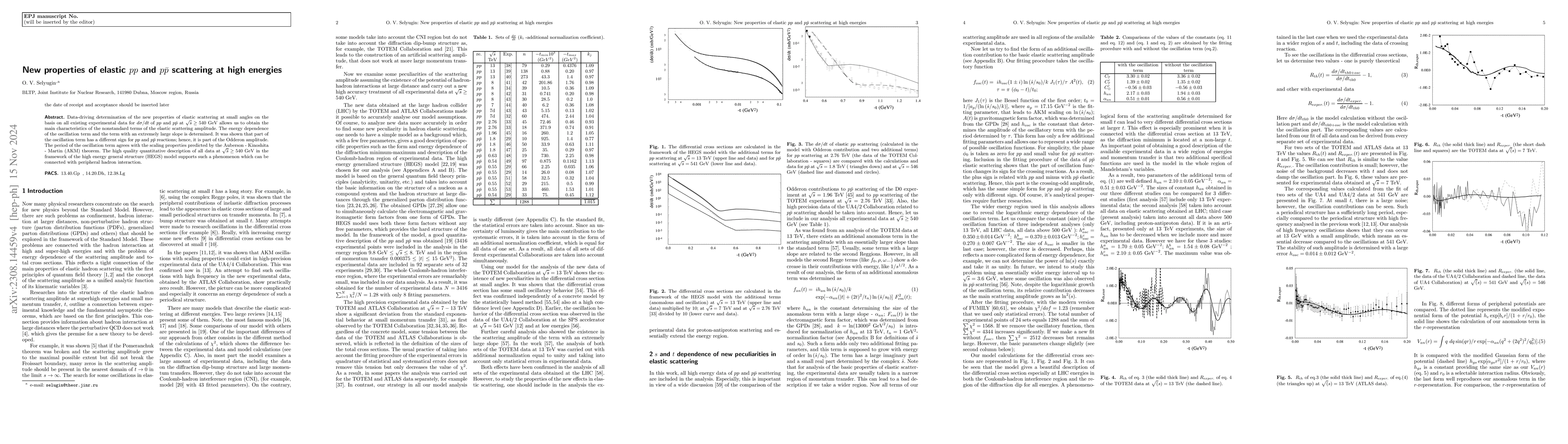 Thumbnail for New properties of elastic $pp$ and $p\bar{p}$ scattering at high
  energies