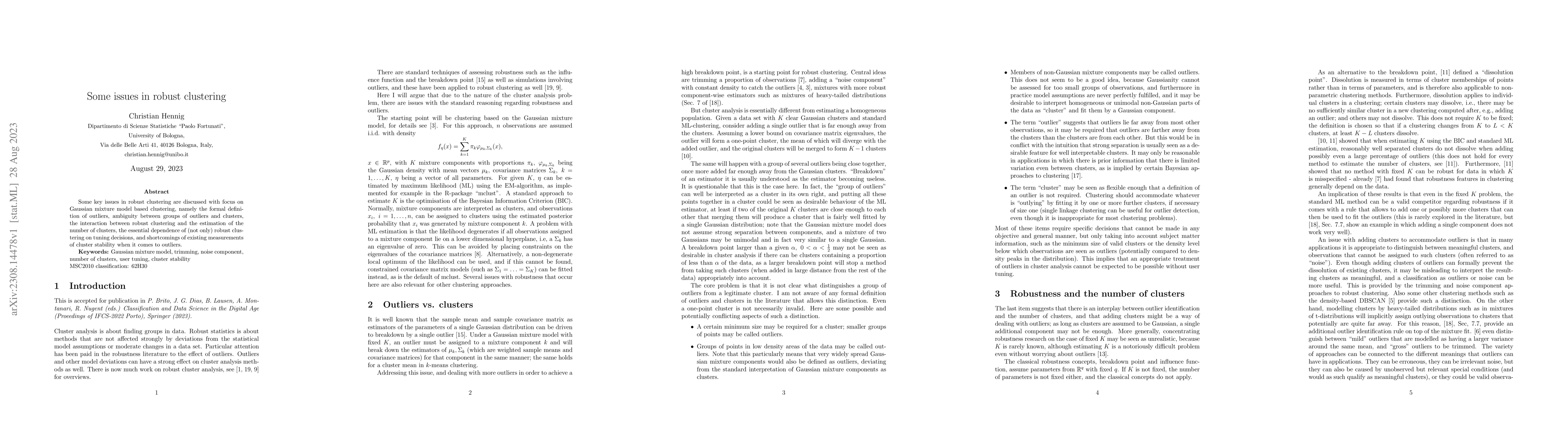 Thumbnail for Some issues in robust clustering