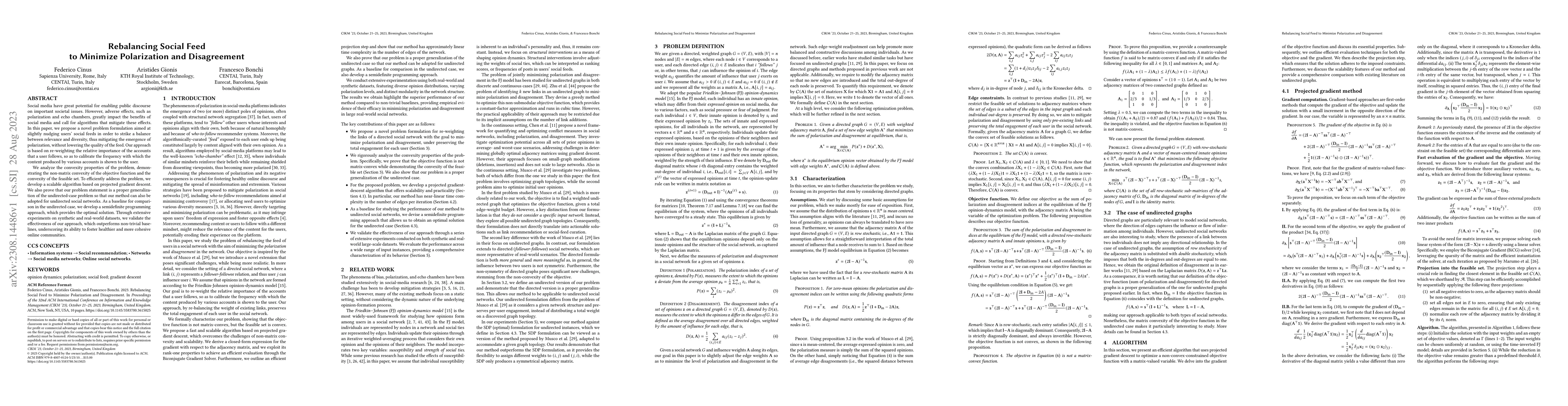 Thumbnail for Rebalancing Social Feed to Minimize Polarization and Disagreement