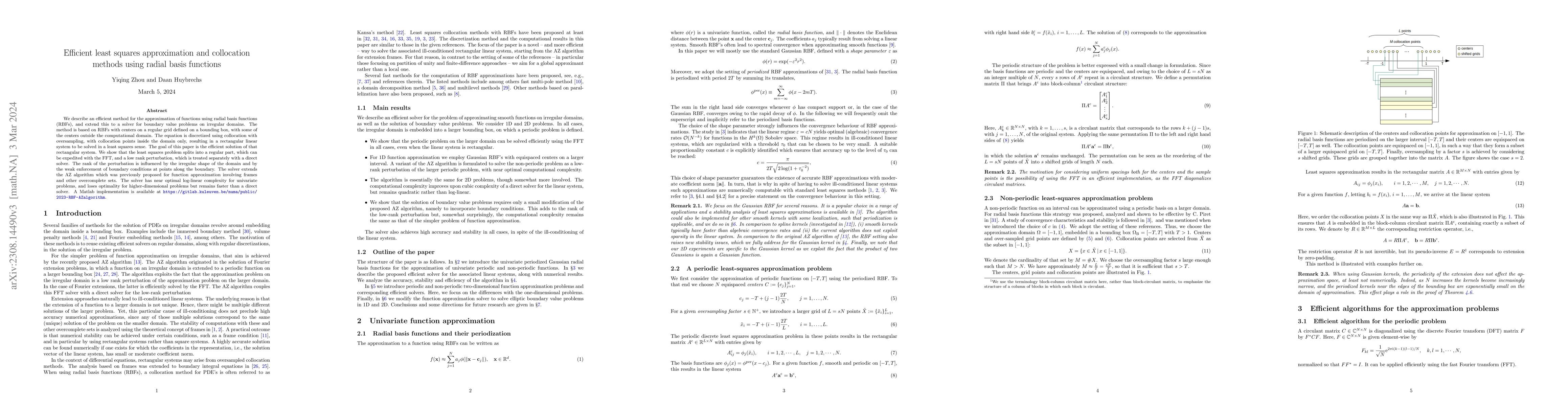 Thumbnail for Efficient least squares approximation and collocation methods using
  radial basis functions
