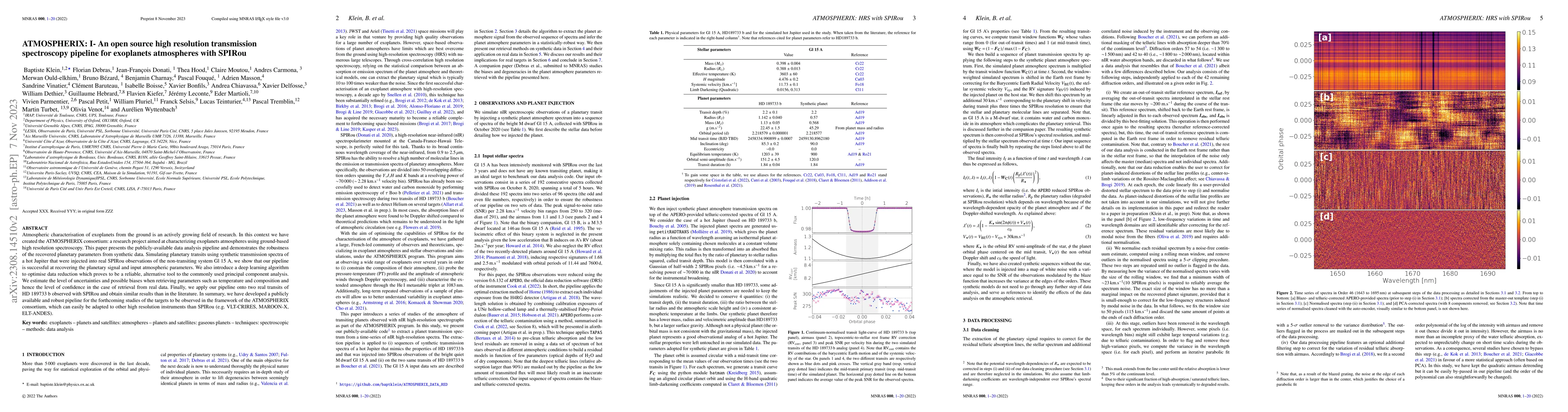Thumbnail for ATMOSPHERIX: I- An open source high resolution transmission spectroscopy
  pipeline for exoplanets atmospheres with SPIRou