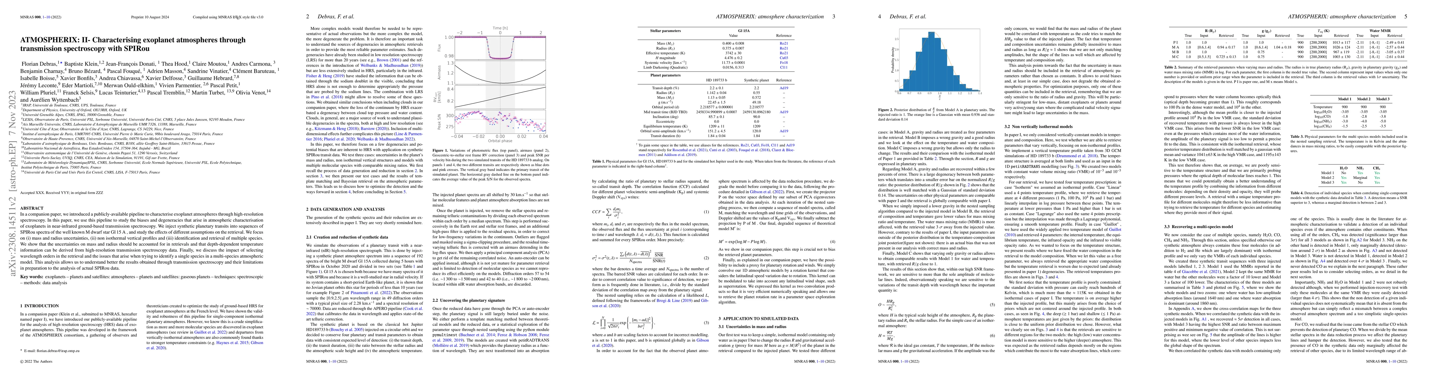 Thumbnail for ATMOSPHERIX: II- Characterising exoplanet atmospheres through
  transmission spectroscopy with SPIRou