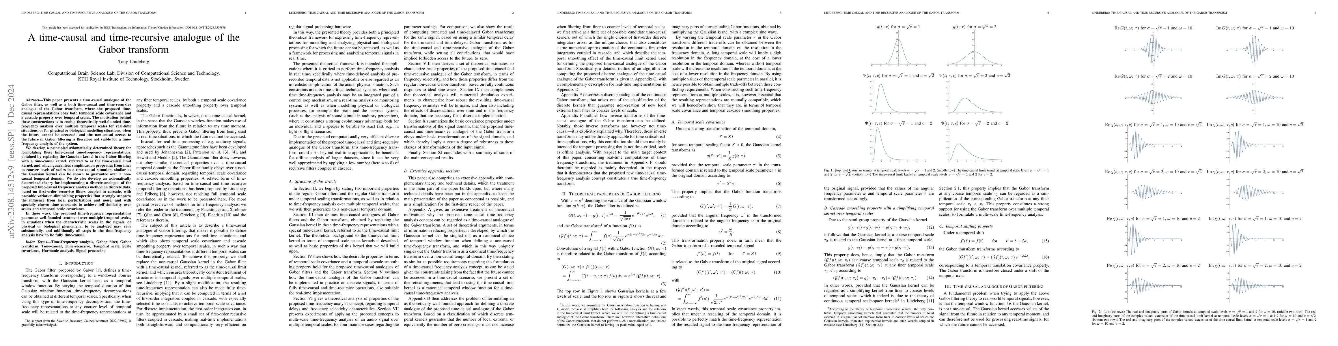 Thumbnail for A time-causal and time-recursive analogue of the Gabor transform