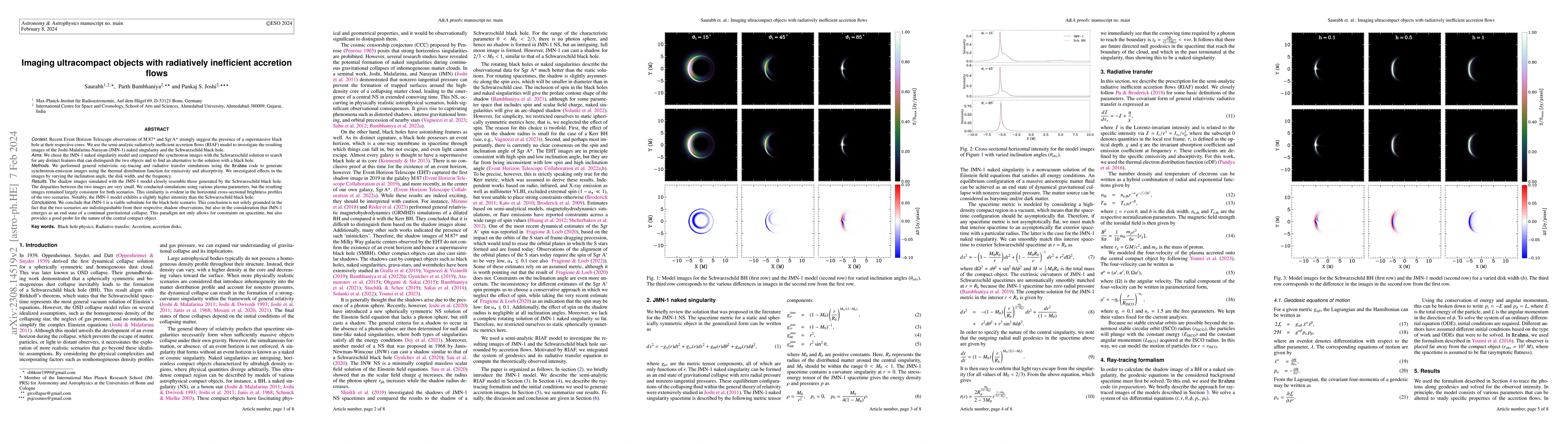 Thumbnail for Imaging ultra-compact objects with radiatively inefficient accretion
  flows