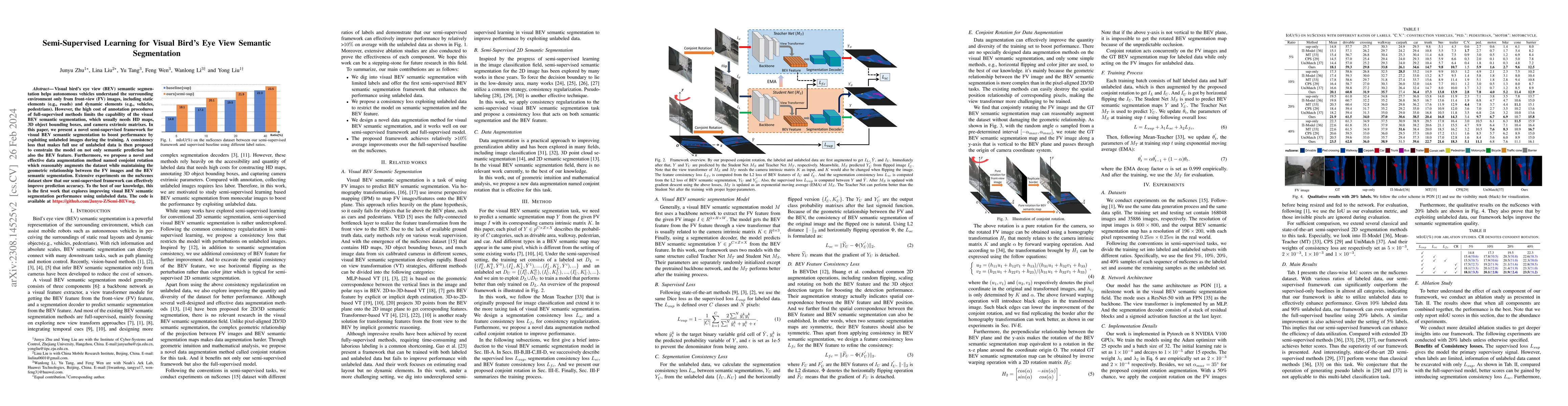 Thumbnail for Semi-Supervised Learning for Visual Bird's Eye View Semantic
  Segmentation