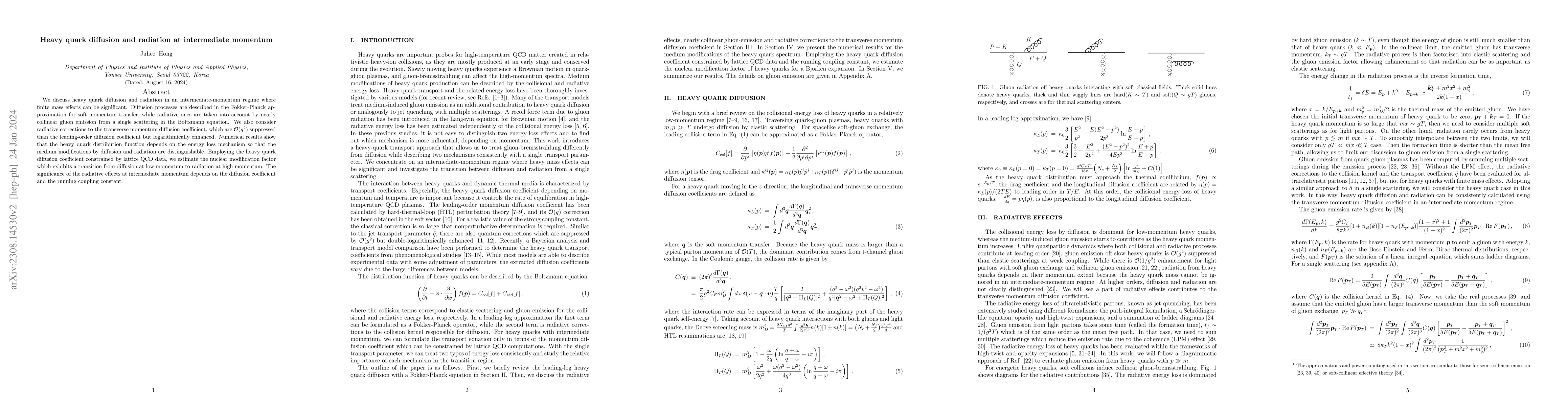 Thumbnail for Heavy quark diffusion and radiation at intermediate momentum