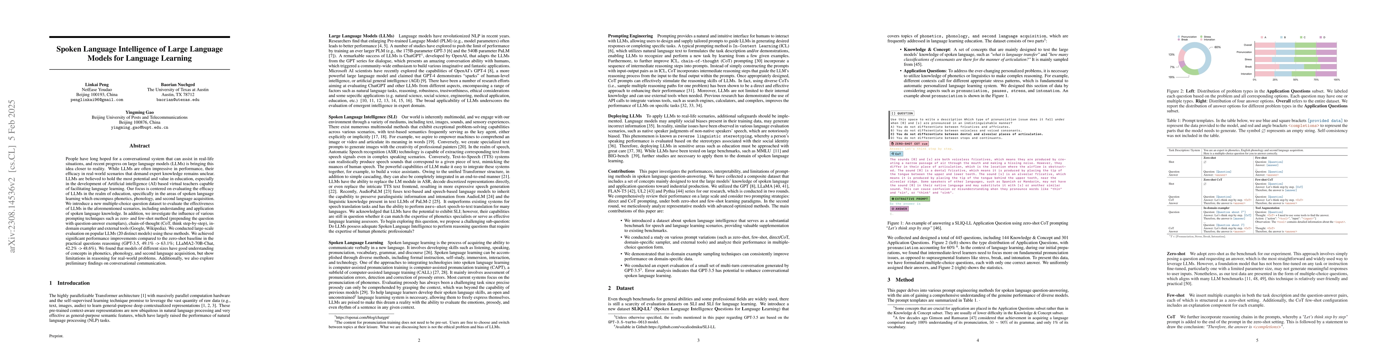 Thumbnail for Spoken Language Intelligence of Large Language Models for Language
  Learning