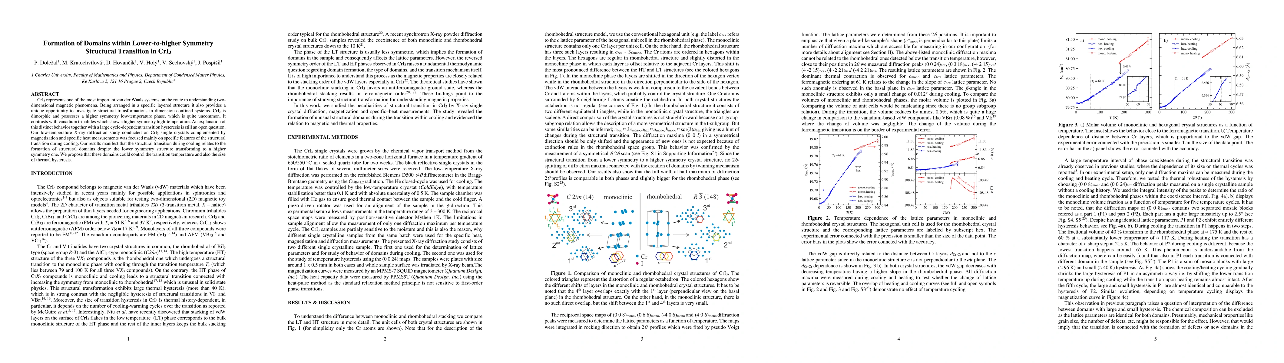 Thumbnail for Formation of Domains within Lower-to-higher Symmetry Structural
  Transition in CrI$_3$