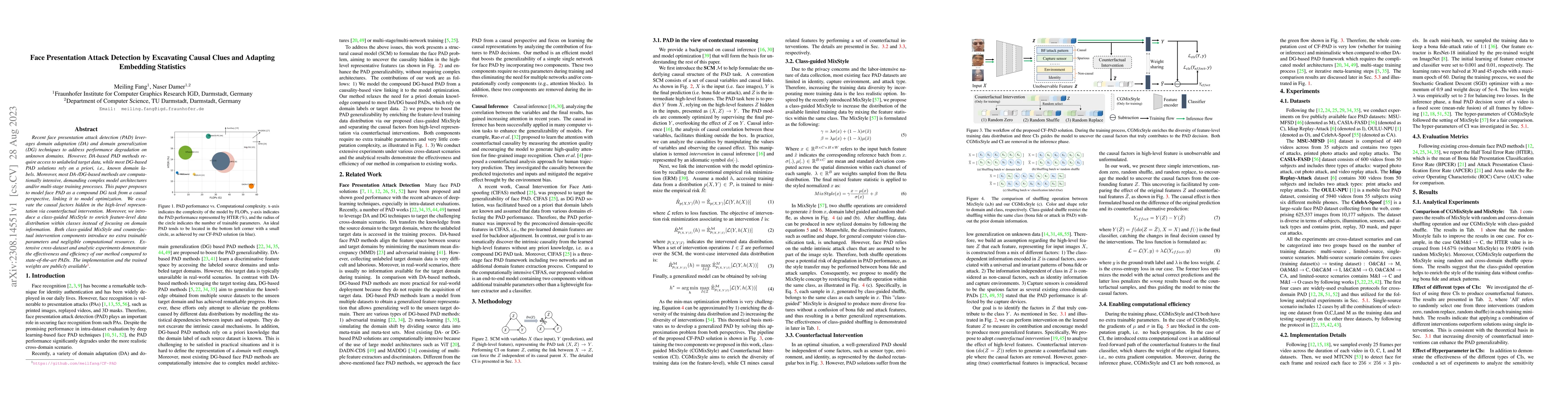 Thumbnail for Face Presentation Attack Detection by Excavating Causal Clues and
  Adapting Embedding Statistics