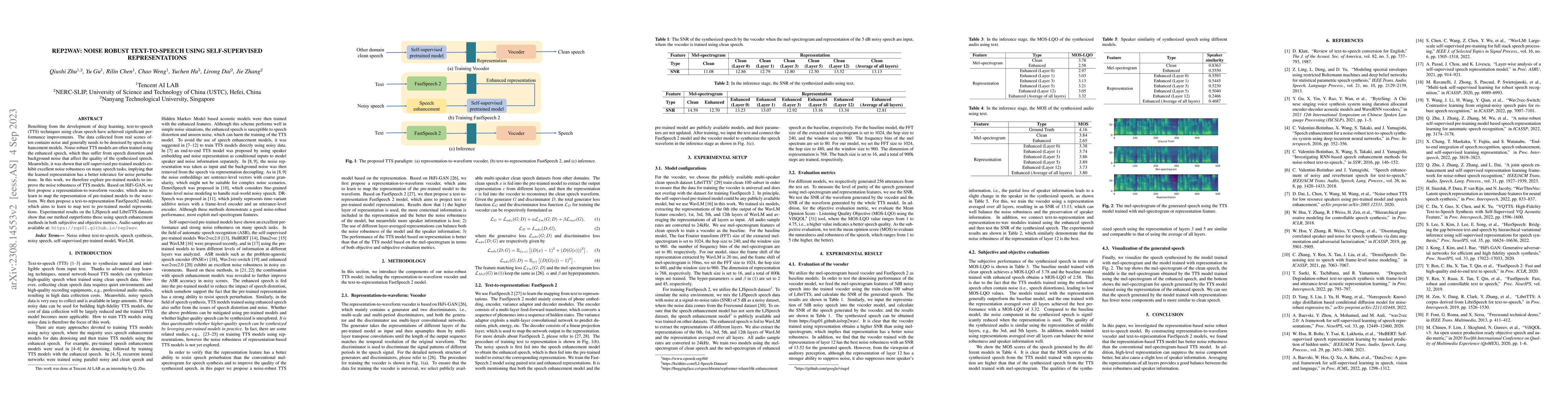 Thumbnail for Rep2wav: Noise Robust text-to-speech Using self-supervised
  representations