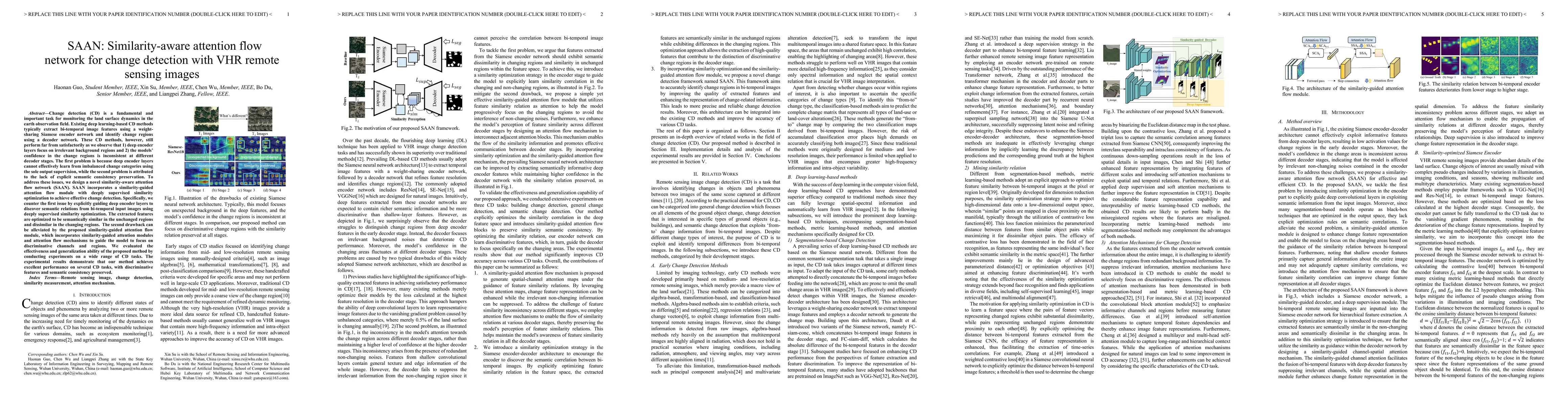 Thumbnail for SAAN: Similarity-aware attention flow network for change detection with
  VHR remote sensing images