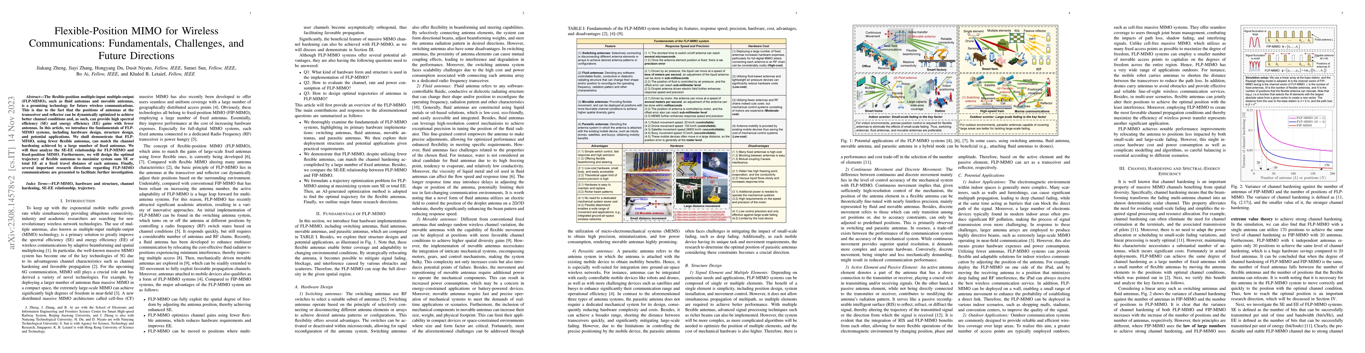 Thumbnail for Flexible-Position MIMO for Wireless Communications: Fundamentals,
  Challenges, and Future Directions
