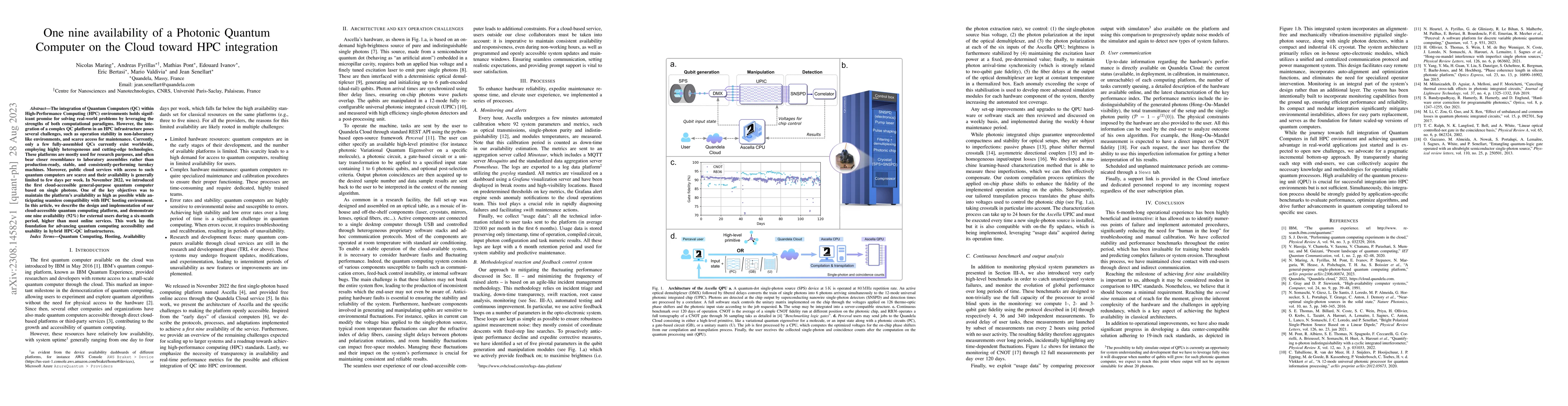 Thumbnail for One nine availability of a Photonic Quantum Computer on the Cloud toward
  HPC integration