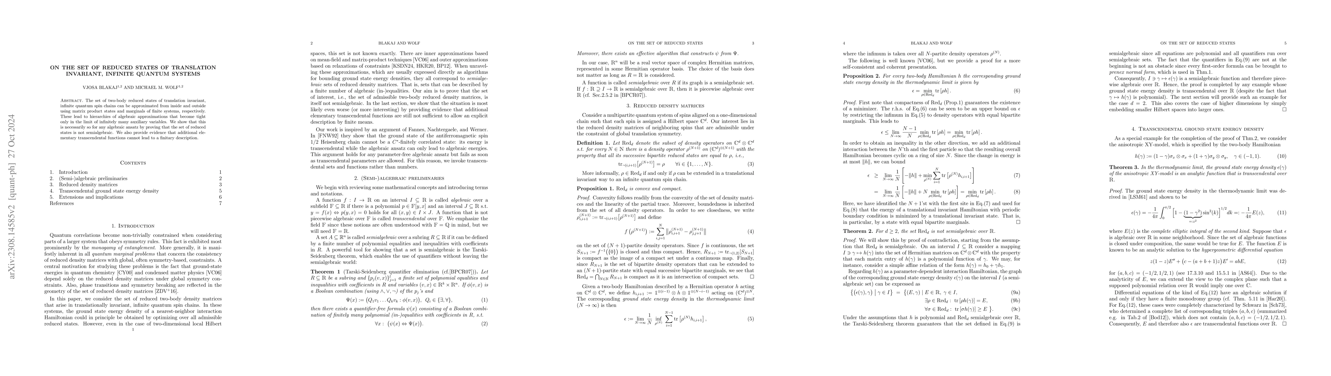 Thumbnail for On the set of reduced states of translation invariant, infinite quantum
  systems
