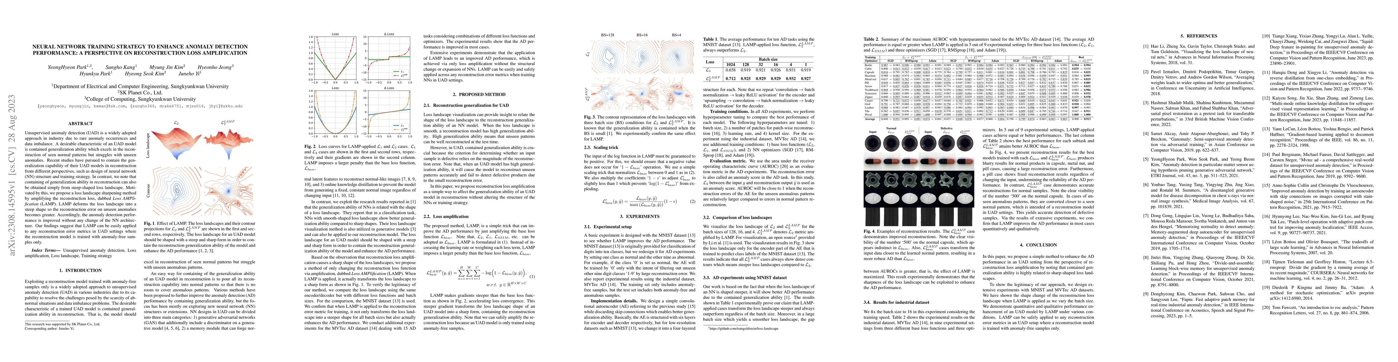 Thumbnail for Neural Network Training Strategy to Enhance Anomaly Detection
  Performance: A Perspective on Reconstruction Loss Amplification