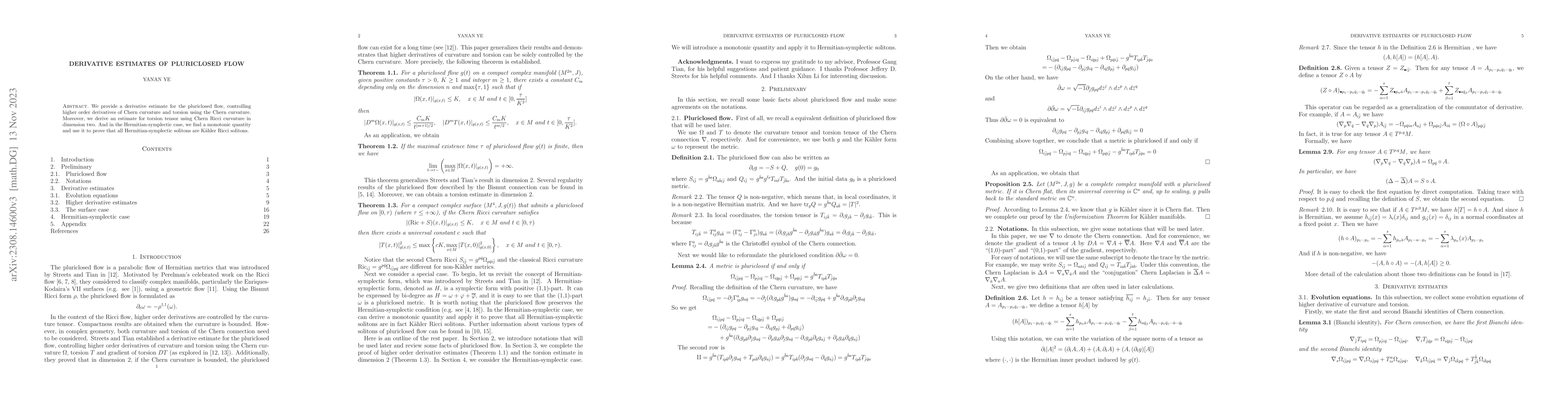 Thumbnail for Derivative estimates of pluriclosed flow