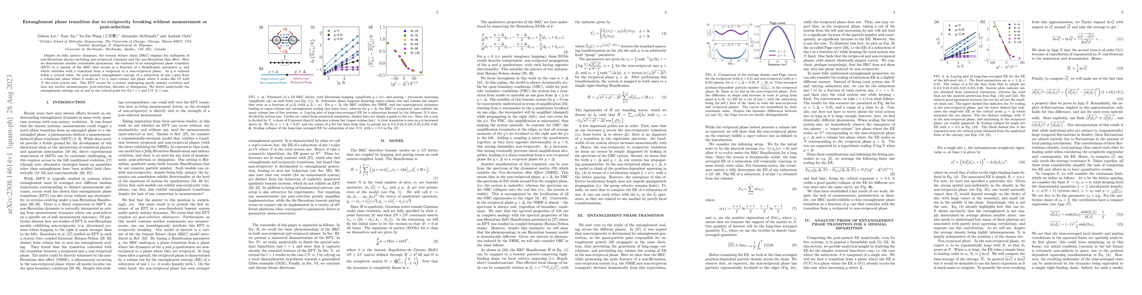 Thumbnail for Entanglement phase transition due to reciprocity breaking without
  measurement or post-selection