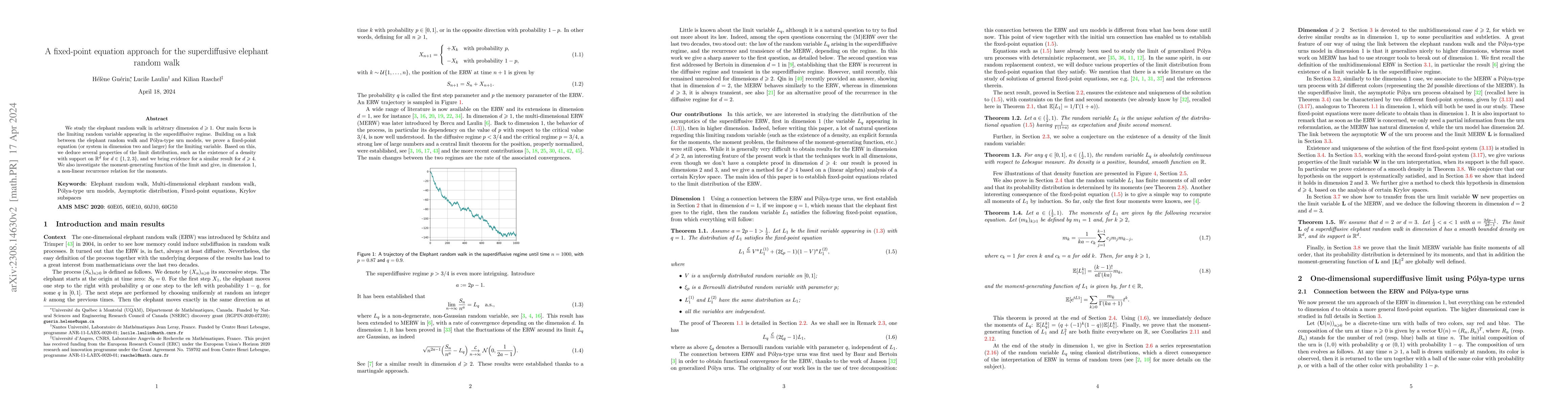 Thumbnail for A fixed-point equation approach for the superdiffusive elephant random
  walk