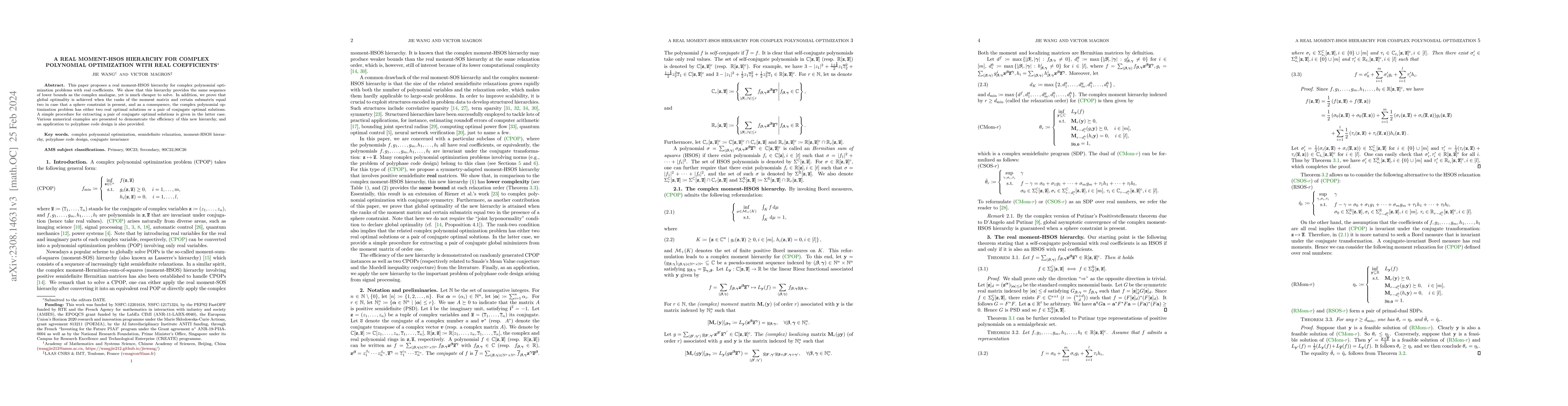Thumbnail for A real moment-HSOS hierarchy for complex polynomial optimization with
  real coefficients