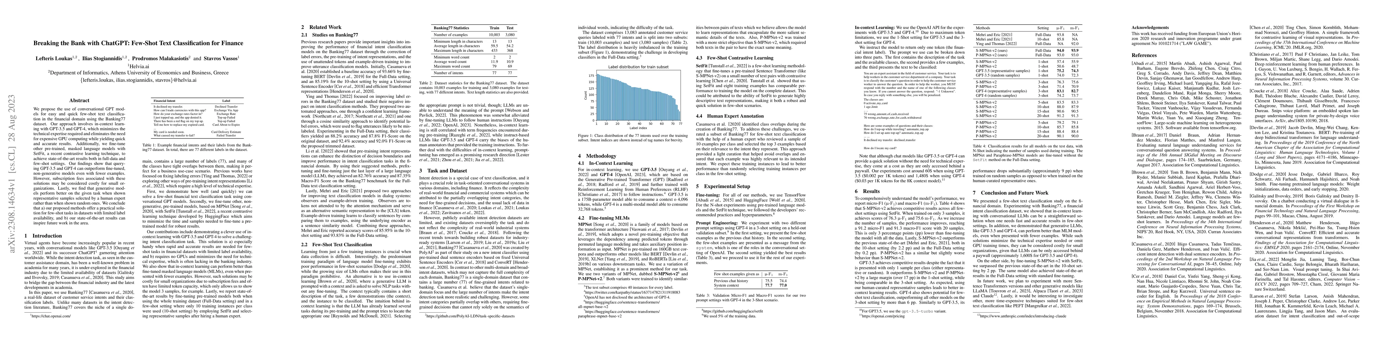 Thumbnail for Breaking the Bank with ChatGPT: Few-Shot Text Classification for Finance