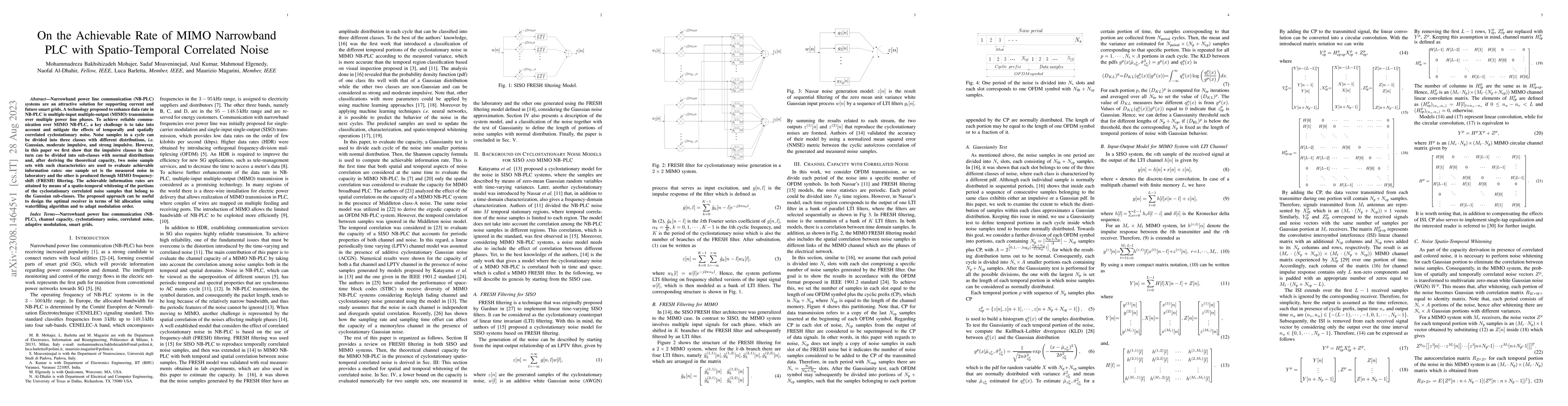 Thumbnail for On the Achievable Rate of MIMO Narrowband PLC with Spatio-Temporal
  Correlated Noise