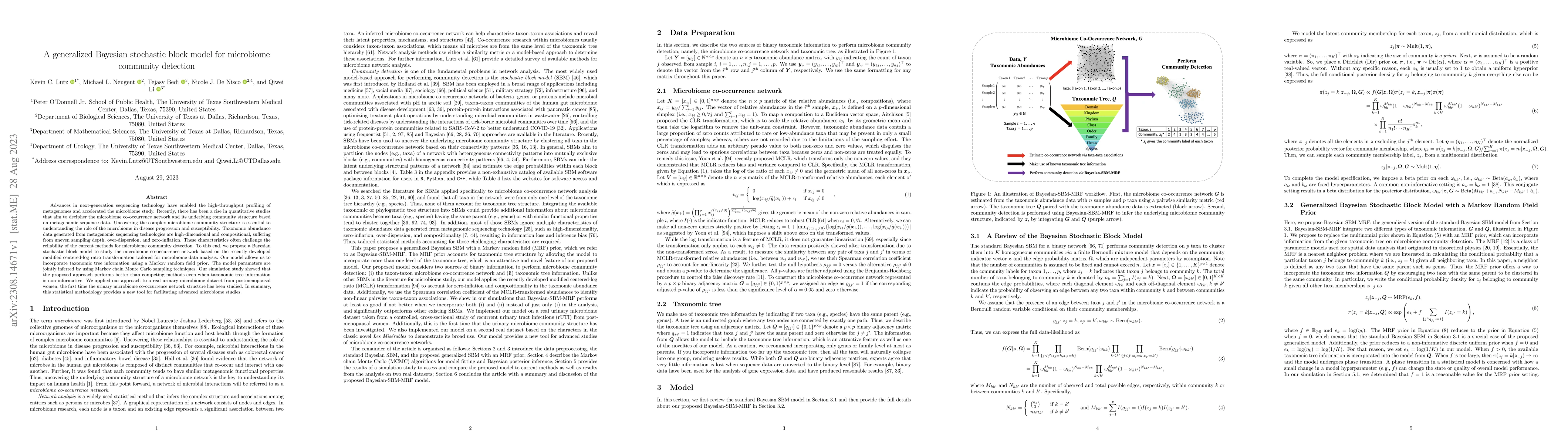 Thumbnail for A generalized Bayesian stochastic block model for microbiome community
  detection