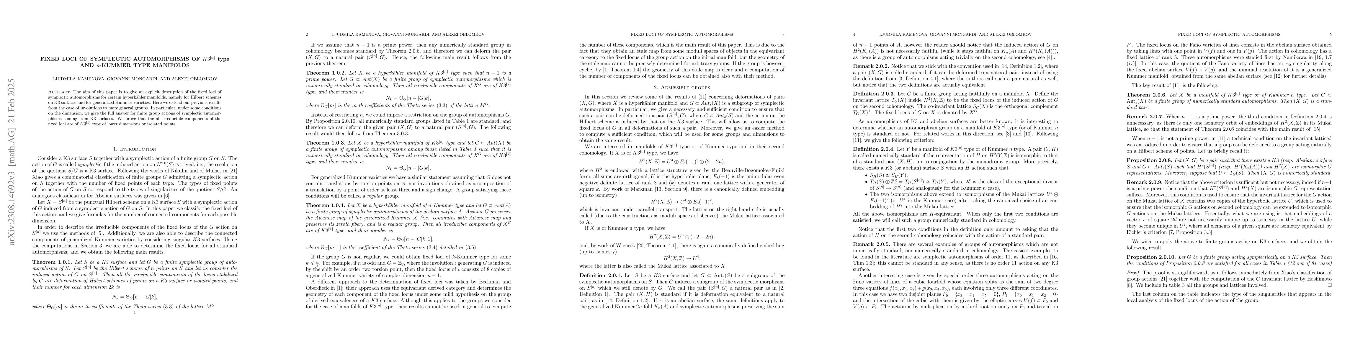 Thumbnail for Fixed loci of symplectic automorphisms of $K3^{[n]}$ and $n$-Kummer type
  manifolds