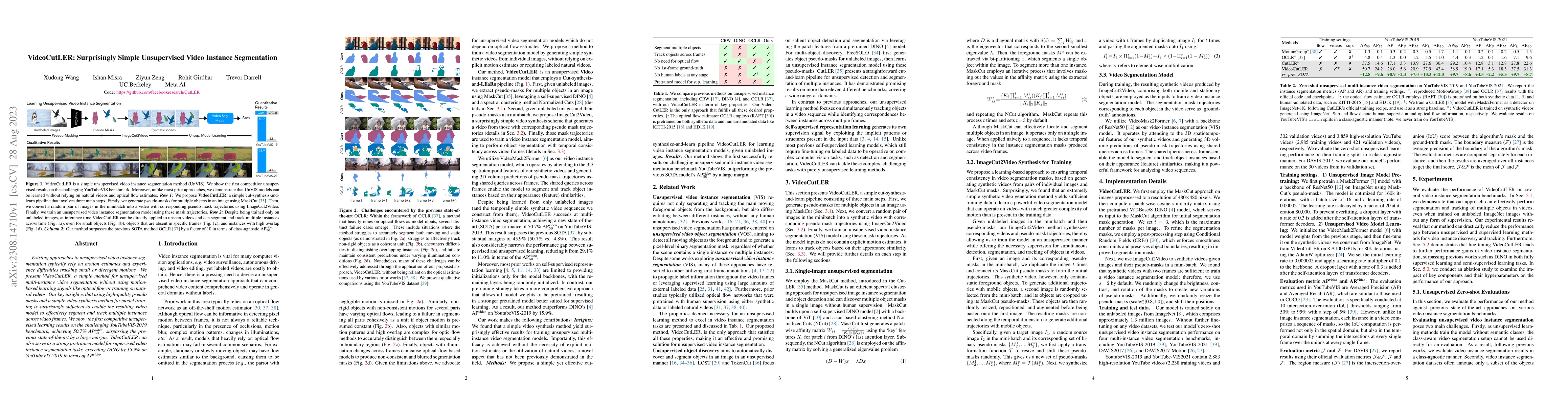 Thumbnail for VideoCutLER: Surprisingly Simple Unsupervised Video Instance
  Segmentation