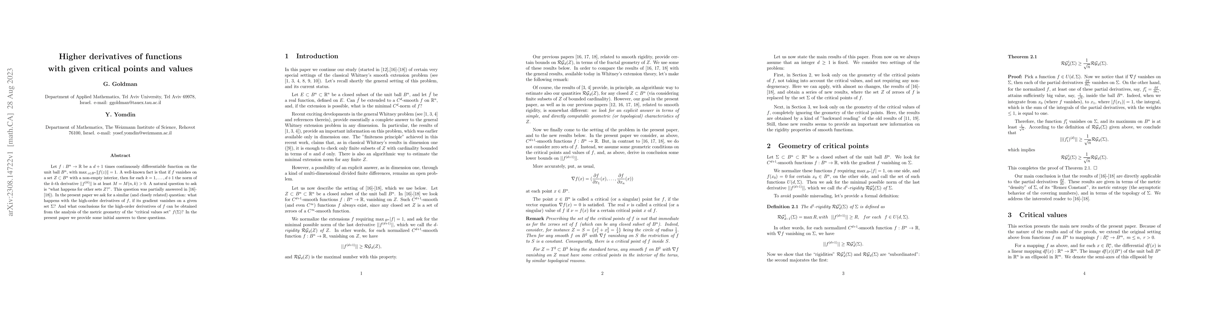 Thumbnail for higher derivatives of functions with given critical points and values