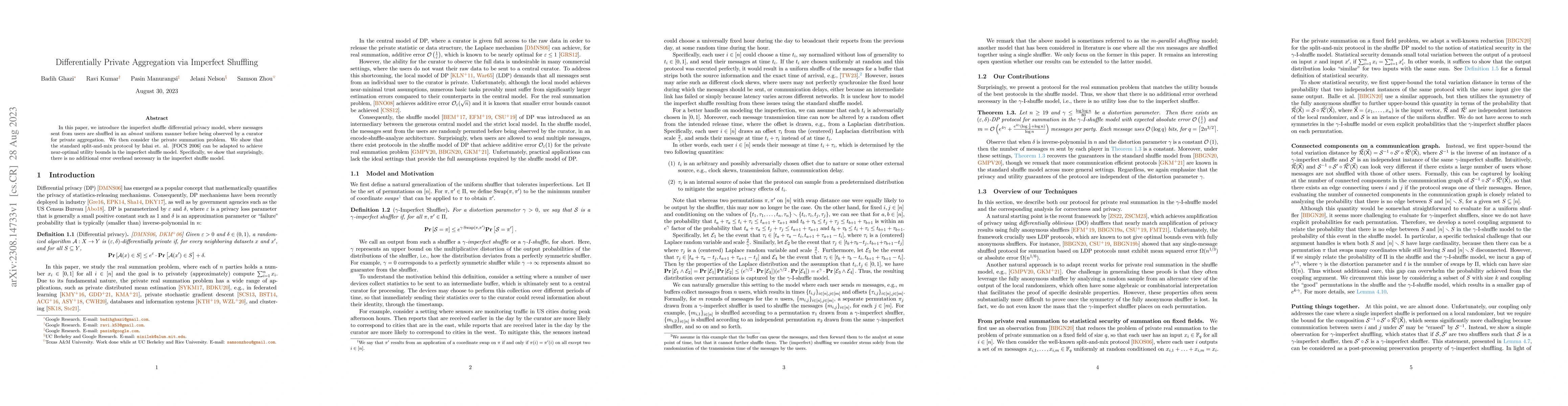 Thumbnail for Differentially Private Aggregation via Imperfect Shuffling